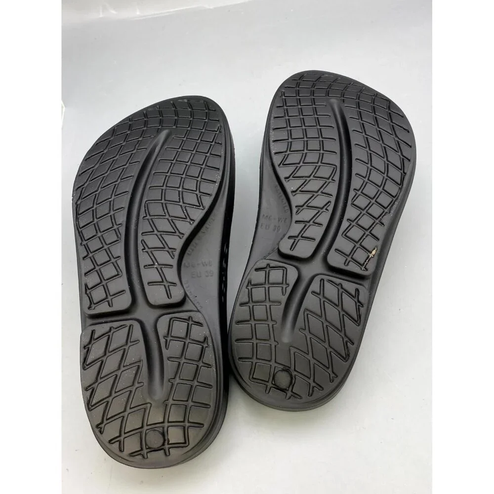 Oofos Ooriginal Unisex Flip Flops M6/W8 Black Slip On Recovery Thong Sandals - Picture 6 of 8